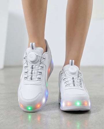 2256-N-Drops Led Işıklı Çift Tekerlekli Akıllı Bağcıklı Unisex Çocuk Patenli Ayakkabı - NKT02256-BEYAZ-30