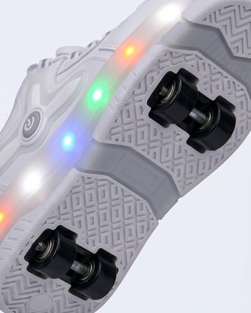 2256-N-Drops Led Işıklı Çift Tekerlekli Akıllı Bağcıklı Unisex Çocuk Patenli Ayakkabı - NKT02256-BEYAZ-31