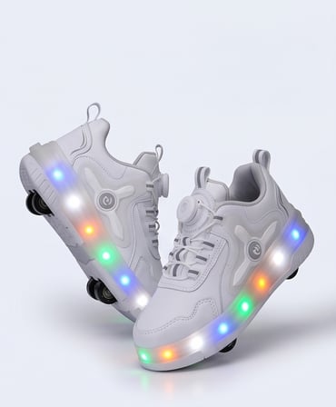 2256-N-Drops Led Işıklı Çift Tekerlekli Akıllı Bağcıklı Unisex Çocuk Patenli Ayakkabı - NKT02256-BEYAZ-31