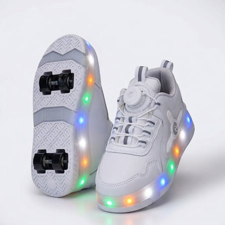 2256-N-Drops Led Işıklı Çift Tekerlekli Akıllı Bağcıklı Unisex Çocuk Patenli Ayakkabı - NKT02256-BEYAZ-33