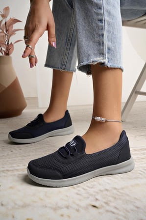 2257-Blacksea Anatomik Tabanlı Ultra Hafif Kadın Günlük Spor Babet Ayakkabı - NKT02257-lacivert-37