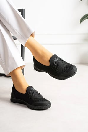 2257-Blacksea Anatomik Tabanlı Ultra Hafif Kadın Günlük Spor Babet Ayakkabı - NKT02257-siyah-37