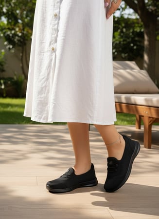 2257-Blacksea Anatomik Tabanlı Ultra Hafif Kadın Günlük Spor Babet Ayakkabı - NKT02257-siyah-37