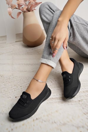 2257-Blacksea Anatomik Tabanlı Ultra Hafif Kadın Günlük Spor Babet Ayakkabı - NKT02257-siyah-39