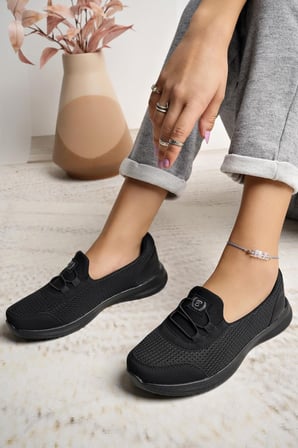 2257-Blacksea Anatomik Tabanlı Ultra Hafif Kadın Günlük Spor Babet Ayakkabı - NKT02257-siyah-39
