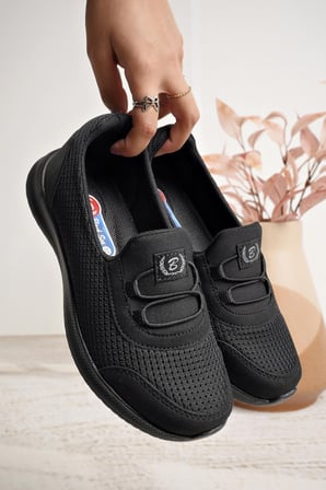 2257-Blacksea Anatomik Tabanlı Ultra Hafif Kadın Günlük Spor Babet Ayakkabı - NKT02257-siyah-39