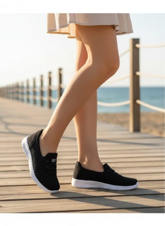 2257-Blacksea Anatomik Tabanlı Ultra Hafif Kadın Günlük Spor Babet Ayakkabı - NKT02257-siyah-beyaz-36