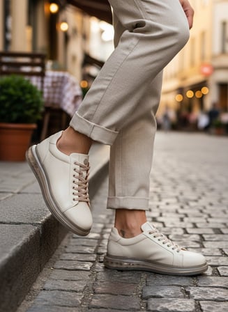 2274-Zanelle Hakiki Full Duble Deri Üst Kalite Premıum Erkek Sneaker Ayakkabı - NKT02274-BEJ-42