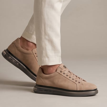 2274-Zanelle Hakiki Full Duble Deri Üst Kalite Premıum Erkek Sneaker Ayakkabı - NKT02274-Kum-40
