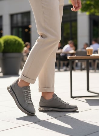 2274-Zanelle Hakiki Full Duble Deri Üst Kalite Premıum Erkek Sneaker Ayakkabı - NKT02274-gri-40