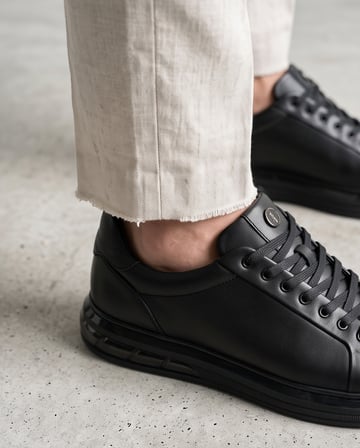 2274-Zanelle Hakiki Full Duble Deri Üst Kalite Premıum Erkek Sneaker Ayakkabı - NKT02274-siyah-40