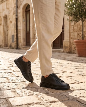 2274-Zanelle Hakiki Full Duble Deri Üst Kalite Premıum Erkek Sneaker Ayakkabı - NKT02274-siyah-42