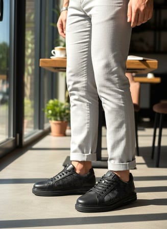 2274-Zanelle Hakiki Full Duble Deri Üst Kalite Premıum Erkek Sneaker Ayakkabı - NKT02274-siyah-baskılı-43