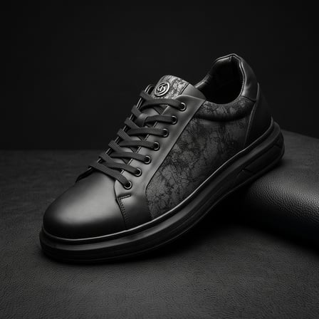 2274-Zanelle Hakiki Full Duble Deri Üst Kalite Premıum Erkek Sneaker Ayakkabı - NKT02274-siyah-baskılı-43