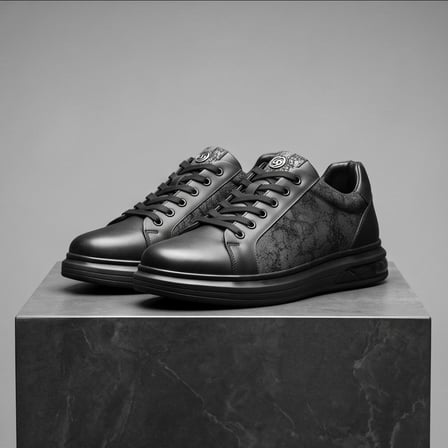 2274-Zanelle Hakiki Full Duble Deri Üst Kalite Premıum Erkek Sneaker Ayakkabı - NKT02274-siyah-baskılı-43
