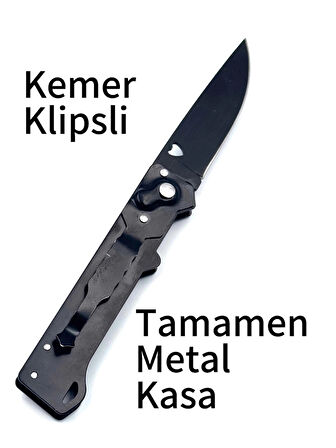 KAMP OUTDOOR  DÜĞMELİ KALPLİ ÇAKI   20,5 CM TAMAMNE METAL KASA  KAMER APARATLI