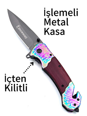 KAMP OUTDOOR   İŞLEMELİ BROWNİNG ÇAKI 23 CM BOY  İÇTEN KİLİTLİ  KEMER KLİPSLİ