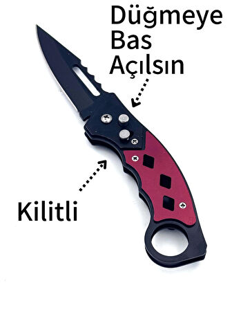KAMP OUTDOOR  DÜĞMELİ ÇAKI 19 CM KEMER KLİPSLİ TAMAMEN METAL KASA 