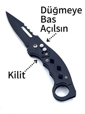KAMP OUTDOOR  DÜĞMELİ ÇAKI 19 CM KEMER KLİPSLİ TAMAMEN METAL KASA 