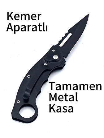 KAMP OUTDOOR  DÜĞMELİ ÇAKI 19 CM KEMER KLİPSLİ TAMAMEN METAL KASA 