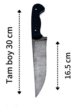 USTA İŞİ KESİM BIÇAĞI  30 CM  80crv2  ÇELİK  KOMPAKT KABZE HEDİYE DERİ KILIF 