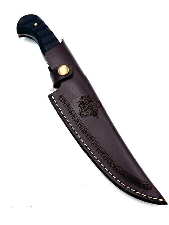 USTA İŞİ KESİM BIÇAĞI  30 CM  80crv2  ÇELİK  KOMPAKT KABZE HEDİYE DERİ KILIF 