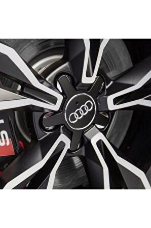 Audi 5 Kol Jant Göbek Kapak Seti 135Mm 4 Adet Siyah