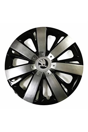 Skoda Yeti Uyumlu 15 Inç Piano Black Siyah Beyaz Renkli Jant Kapağı 4 Adet