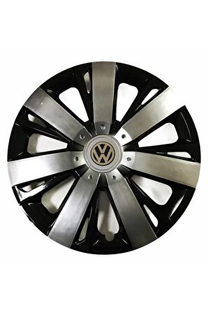 Volkswagen T5 Uyumlu 15 Inç Piano Black Siyah Beyaz Renkli Jant Kapağı 4 Adet