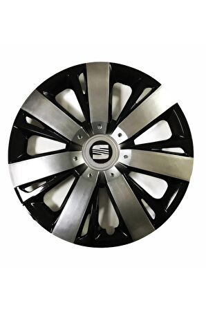 Seat Favorit Uyumlu 15 Inç Piano Black Siyah Beyaz Renkli Jant Kapağı 4 Adet