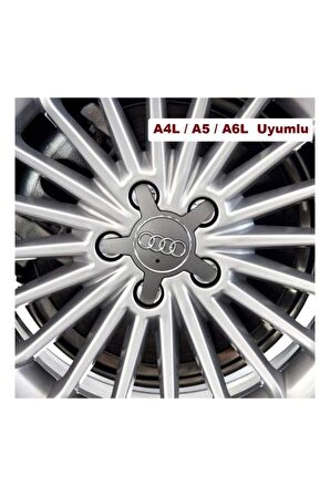 Audi Uyumlu Ahtapot Gri 5 Bijon Çelik Jant Göbek Arması