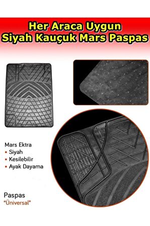 Fıat Uno Uyumlu Mars Kauçuk Siyah Paspas Seti