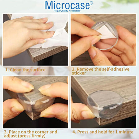 Microcase Bebekler için Eşya Masa Köşe Koruyucu Şeffaf Kendinden Yapışkanlı Silikon Köşe Koruma - ŞEFFAF AL4543 4 Adet