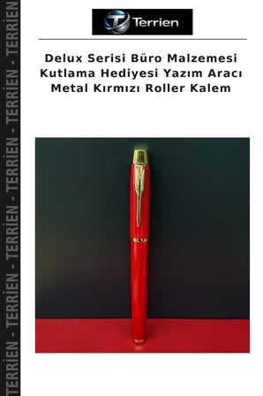 Delux Serisi Büro Malzemesi Kutlama Hediyesi Yazım Aracı Metal Kırmızı Roller Kalem