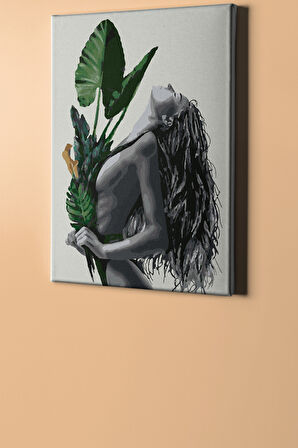Sayılarla Boyama Seti Kasnaklı Yapraklar Ve Kadın 60 X 75 Cm