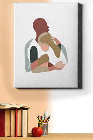 Sayılarla Boyama Seti Kasnaklı Minimal Sarılan Çift 50 X 65 Cm