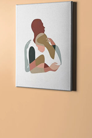 Sayılarla Boyama Seti Kasnaklı Minimal Sarılan Çift 50 X 65 Cm