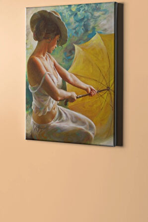 Sayılarla Boyama Seti Kasnaklı Sarı Şemsiyeli Kadın 40 X 50 Cm