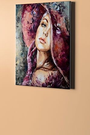Sayılarla Boyama Seti Kasnaklı Romantik Kırmızı Şapkalı Kadın 40 X 50 Cm