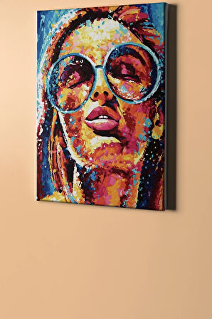 Sayılarla Boyama Seti Kasnaklı Gözlüklü Kadın 40 X 50 Cm