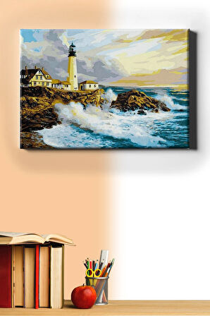 Sayılarla Boyama Seti Kasnaklı Deniz Feneri 60 X 75 Cm