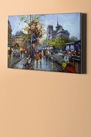 Sayılarla Boyama Seti Kasnaklı Notre Dame'da Kitapçılar 50 X 65 Cm