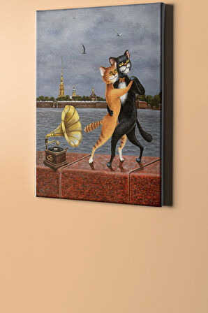 Sayılarla Boyama Seti Kasnaklı Aşık Kedilerin Dansı 50 X 65 Cm