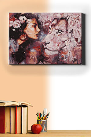 Sayılarla Boyama Seti Kasnaklı Aslan Ve Kadın 50 X 65 Cm