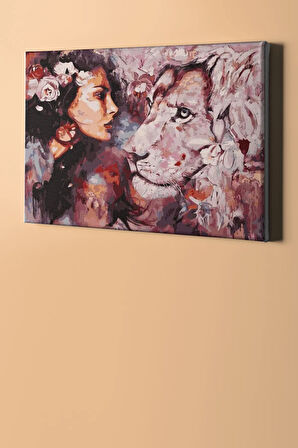 Sayılarla Boyama Seti Kasnaklı Aslan Ve Kadın 50 X 65 Cm