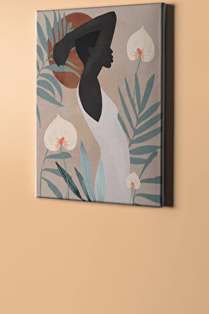Sayılarla Boyama Seti Kasnaklı Afrikalı Kadın Ve Çiçek 60 X 75 Cm