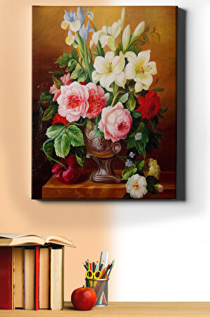 Sayılarla Boyama Seti Kasnaklı Vazoda Renkli Çiçekler 40 X 50 Cm