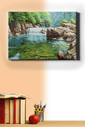 Sayılarla Boyama Seti Kasnaklı Nehirde Şelale 40 X 50 Cm