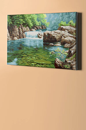 Sayılarla Boyama Seti Kasnaklı Nehirde Şelale 40 X 50 Cm