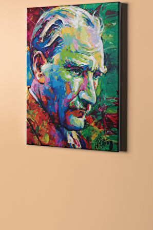 Sayılarla Boyama Seti Kasnaklı Atatürk Renkli Kanvas 40 X 50 Cm